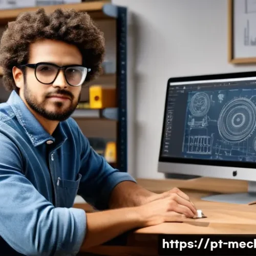 기계설계와 역설계 Reverse Engineering  기법 - A detailed digital workshop scene showing a Brazilian mechanical engineer using advanced CAD softwar...